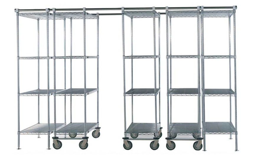 High Density Double Deep Sliding Track Wire Shelving Storage System